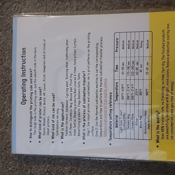 Sublimation Paper 8.5" X 11" - Picture 5 of 5